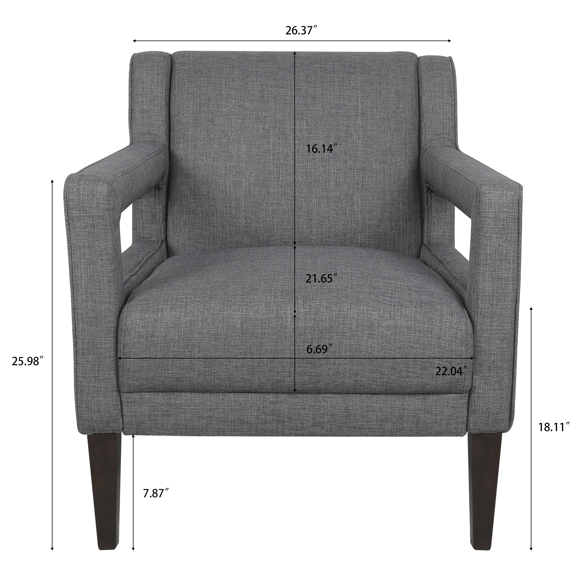 Kadyn 28.5" Wide Hollow Shape Arm Accent Chair, Modern Fabric Armchair for Living Room, Upholstered Fabric Accent Chair with Armrest, Dark Gray Kadyn 28.5" Wide Hollow Shape Arm Accent Chair, Modern Fabric Armchair for Living Room, Upholstered Fabric Accent Chair with Armrest, Dark Gray