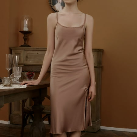 

Leesechin Womens Nightgown Sleepwear Chemise Sleeveless Pajamas Full Slip V-neck Homewear Soft Lingerie on Clearance