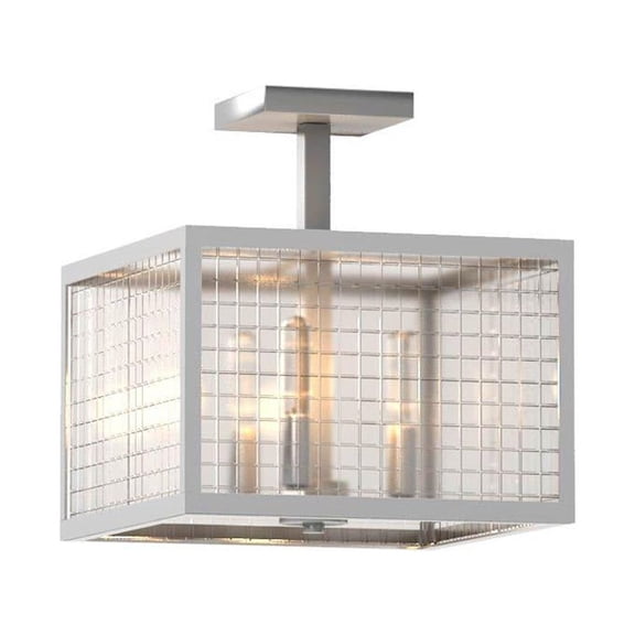 Home Decorators Collection 3-Light Brushed Nickel Semi-Flush Mount Light with Etched Clear Glass Shades