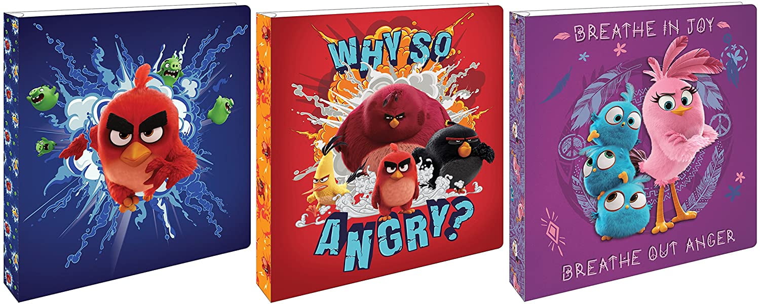 Angry birds vinyl 1 5 inch 3 ring loose leaf binder holds up to 300