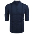 thumbnail image 2 of COOFANDY Men's Long Sleeve Cuban Guayabera Shirt Relax Fit Casual Summer Beach Button Down Shirts, 2 of 6