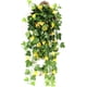 thumbnail image 2 of Nvzi Vid artificial, 2 unidades, flor de trompeta de gloria de la mañana artificial, planta verde falsa, valla de pared para jardín, decoración para exteriores, cestas colgantes para boda (morado), 2 of 5