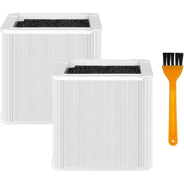 HIHEPA 211+ Filtre de Remplacement Compatible avec Blueair Blue Pure 211+ Purificateur d'Air, Filtre à Particules Pliable et à Charbon Actif de Remplacement-2 Pack Filtre Hepa Véritable + 1 Pack Brosse de Nettoyage