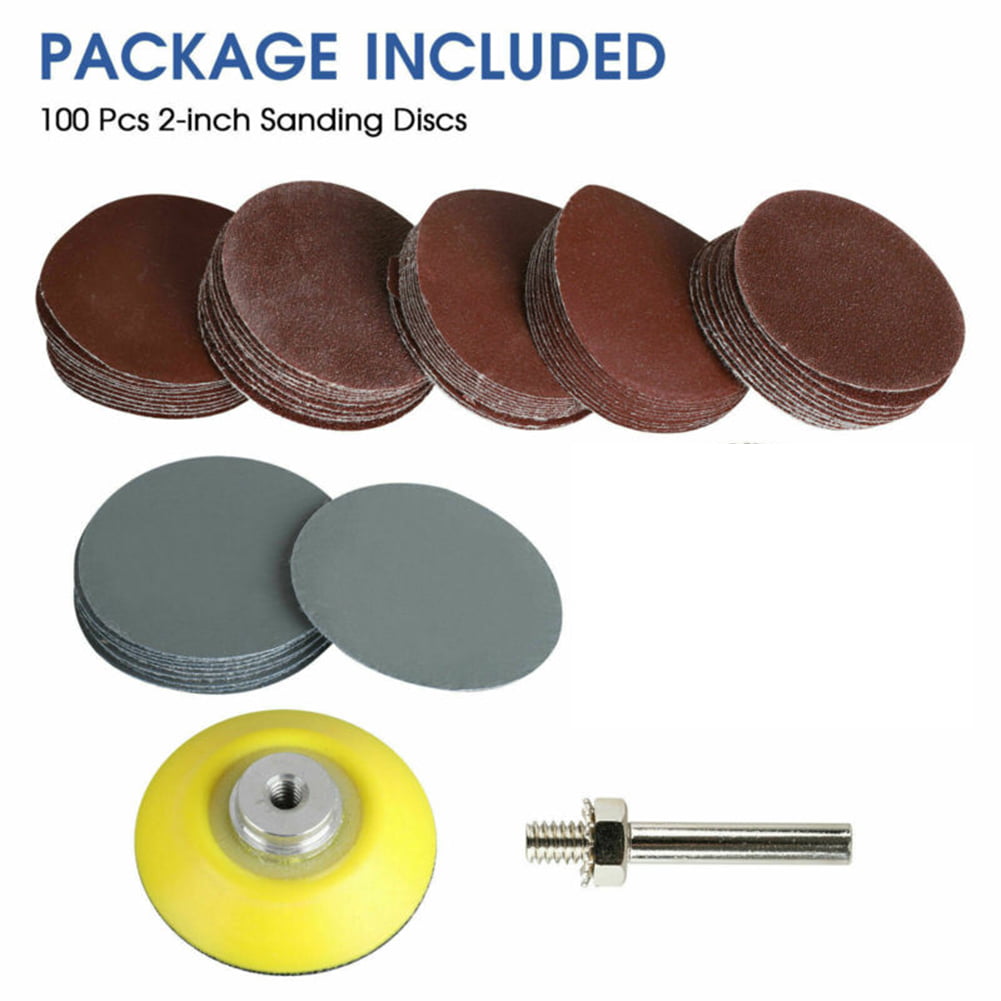 2 Inch 80-3000 Grit Mixed Sander Sanding Discs Pads Hook & Loop Sandpaper 100pcs 