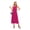Hot Pink, variant on Women's Pleated Spaghetti Strap Tie Waist Midi Dress 95% Polyester 5% Spandex Lightweight Sheer Finish for any occasion