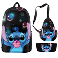 thumbnail image 4 of Stitch Backpack Three-Piece Set, Adjustable Shoulder Strap Stitch Schoolbag, Cartoon Large Capacity Backpack Boy And Girl-week, 4 of 5