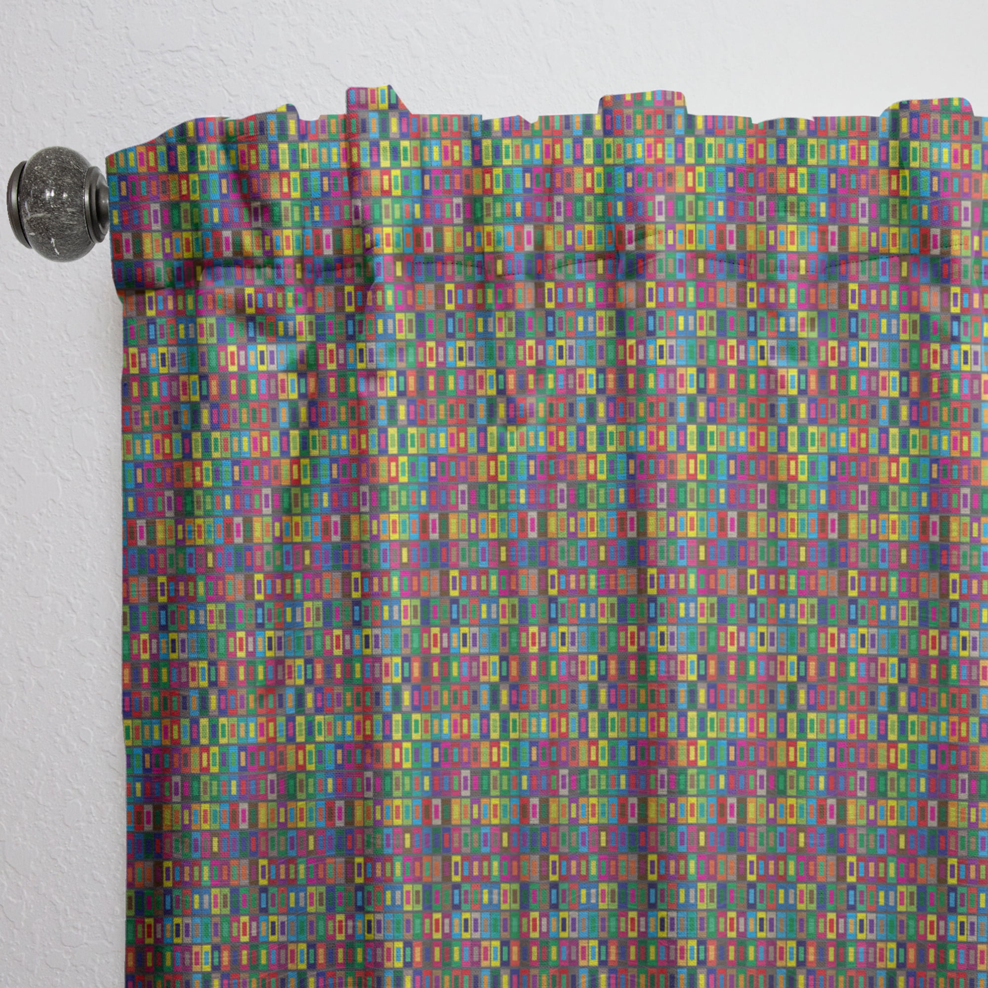 Designart 'Abstract Pattern Colors Squares' Modern & Contemporary Curtain Panel