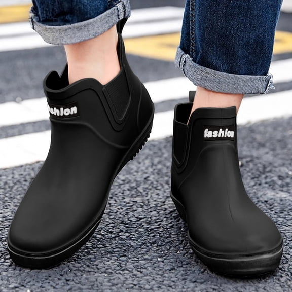 Unisex Versatile Waterproof Rubber Rain Boots, Non-Slip Slip On Ankle Footwear for Gardening, Fishing, Kitchen & Multi Outdoor Scenarios Black 8