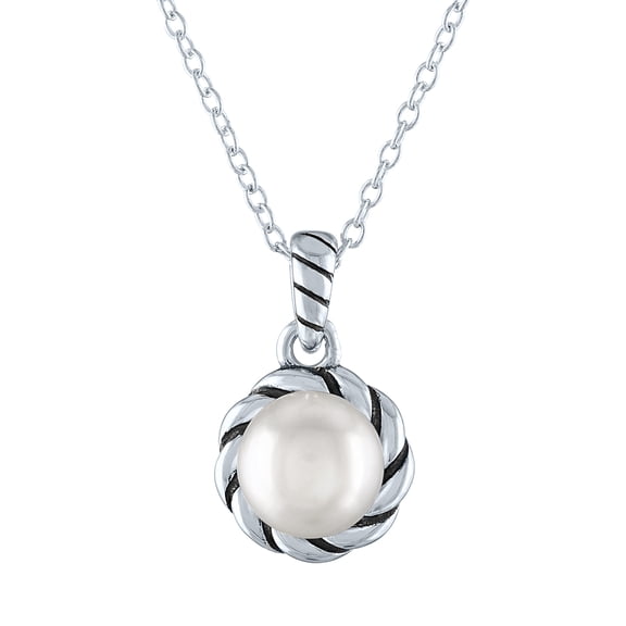 Ladies Brilliance Fine Jewelry Sterling Silver Simulated Pearl Pendant, 18"