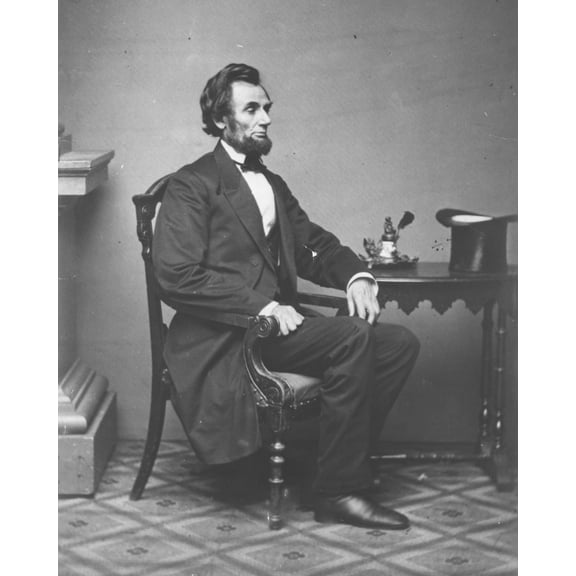 Print: Abraham Lincoln, Full-Length Portrait, Seated, 1861