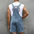 thumbnail image 4 of RYDCOT Denim Overalls for Men Jean Shorts Jumpsuit Work Coveralls with Prethoracic Pocket Sky Blue, 4 of 7