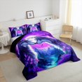 thumbnail image 3 of Homewish Romantic Couple Wolf Full Size Comforter Sets for Teen, Mystic Purple Galaxy Moon Bedding Comforter Set, Cartoon Animal Reversible Bedding Sets, Ultra Soft Bedroom Decor, 3 Pieces, 3 of 8