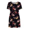 thumbnail image 4 of Sundresses for Women Casual Summer - Women's Summer Short Sleeve Crew Neck T Shirt Dress Casual Loose Swing Dress Floral Print Beach Dresses, 4 of 7