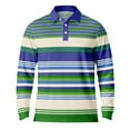 thumbnail image 5 of Tawop Men's & Big Men's Polo Shirts Printed Buttons Striped Long Sleeve Pull On Shirts L, 5 of 7