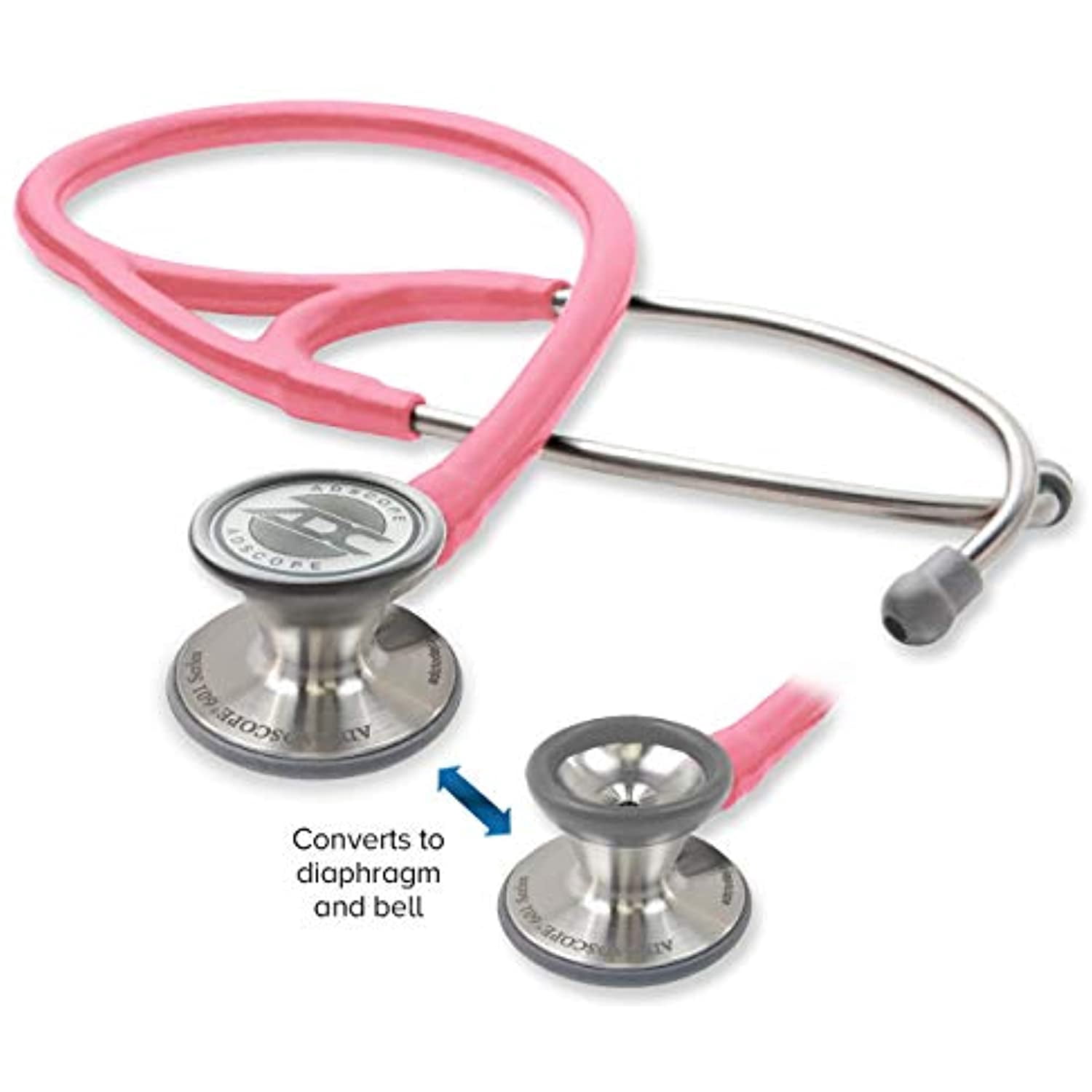 ADC Adscope 601 Convertible Cardiology Stethoscope with Tunable AFD Technology, For Adult and Pediatric Patients,, Breast Cancer Awareness Metallic Pink