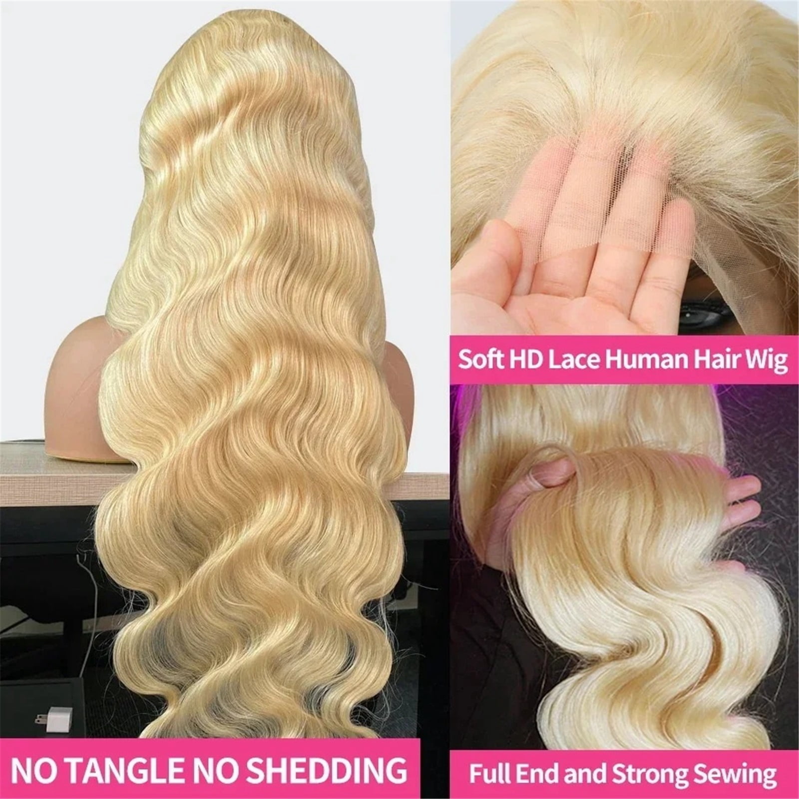 13X6 Blonde Body Wave Human Hair Wigs Hd Lace Front Wigs 250 Density for Women Pre Plucked