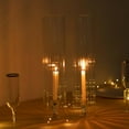 thumbnail image 2 of Efavormart 2 Pack Clear Ribbed Candelabra Candle Holder Glass Shades, Open Ends Pillar Hurricane Candle Shades - 18", 2 of 11