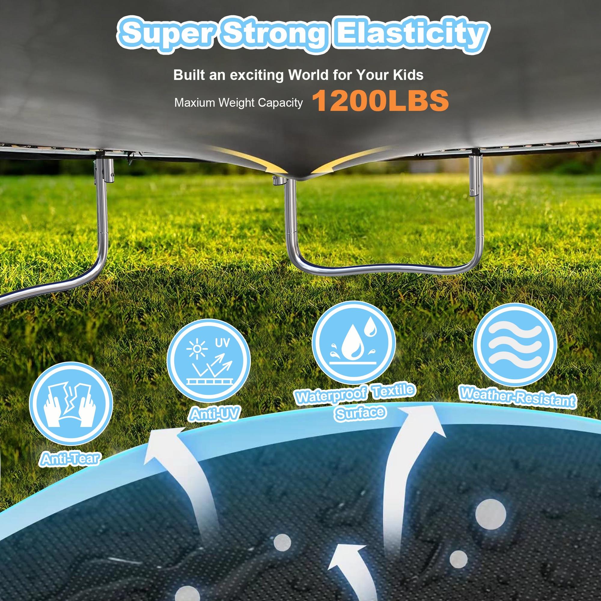 Trampoline for Adults and Kids with Safety Enclosure , 16ft SEGMART Upgrade Outdoor Trampoline with Basketball Hoop and LED Lights, Heavy Duty Round Trampoline with Ladder and Sprinkler for Outdoor