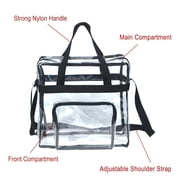 Wallfire 12 Clear PVC Messenger Bag Heavy Duty See Through Tote NFL AAF Stadium Approved Handbag Transparent Pouch Hand Bags Top Handle & Adjustable Shoulder Strap Black