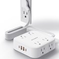 thumbnail image 1 of Glückluz Regleta Multicontacto, Conector Multiple con 3 M Plana Electrica Extensión, Protector de Sobretensión con 8 Enchufes de CA y 4 USB (2 USB C), Enchufe múltiple para el Hogar, Oficina, Cocina, 1 of 5
