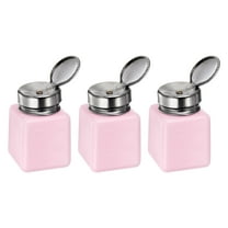 Uxcell 3pcs Solvent Alcohol Dispensers 120ml(4oz) Push Down Liquid Dispenser Pump w Stainless Steel Lid, Pink