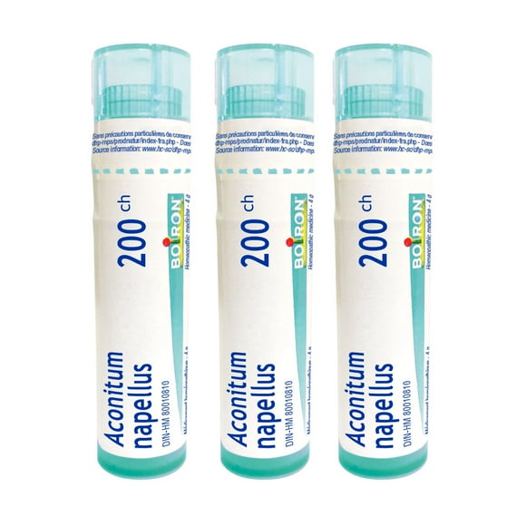 Boiron Aconitum Napellus 200CH – Homeopathic Medicine, Box of 3 Tubes (4g Each, Approx. 80 Pellets per Tube)