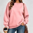 thumbnail image 2 of Women's Fashion Oversized Plain Sweatshirt Soft Fleece Lined Crew Neck Long Sleeve Loose Pullover Casual Fall Winter Daily Outfits Pink, 2 of 8