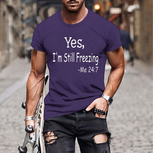 Qertyioot Nouvelle Mode Décontractée T-shirt Homme Imprimé Sport Manches Courtes Col Rond Chemisiers Chemises Liquidation