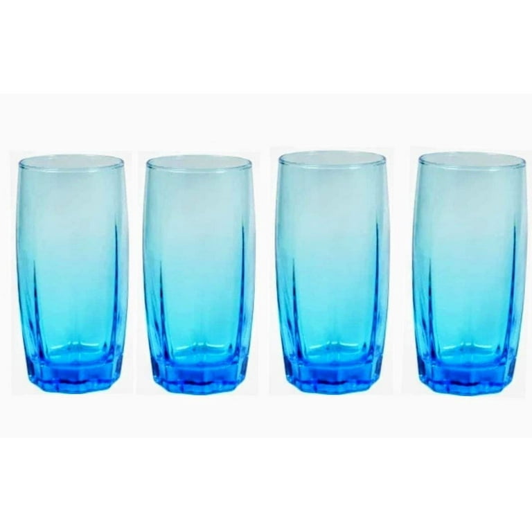 Drinking Glasses 16 oz Sky Blue - 6 in Glass Tumblers - 2 Pack - Glasses  for kitchen