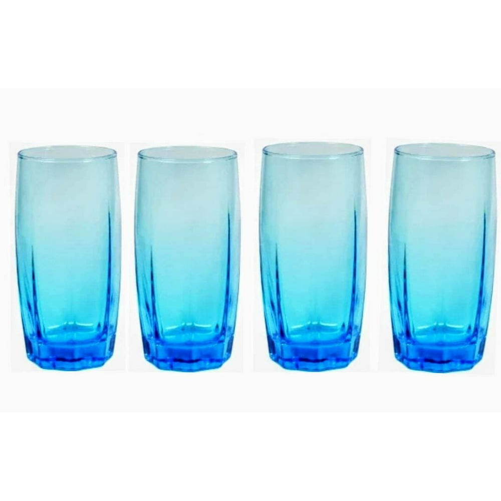 Drinking Glasses 16 Oz Sky Blue 6 In Glass Tumblers 4 Pack