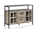 thumbnail image 3 of Homiyad Industrial Sideboard Buffet Cabinet, Coffee Bar Cabinet with Adjustable Shelves, Glass Doors, and 2 Drawers for Kitchen, Living Room, Gray, 3 of 8