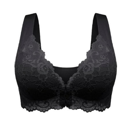 Daxin Wirefree Bras for Women Front Closure Sleeping Comfortable Breathable with Straps Bralette Plus Size Lace Embroidery Tank Top
