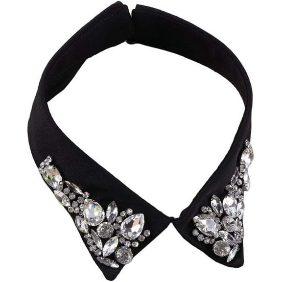 CAILDANL Detachable Blouse False Collar Shiny Rhinestone Fake Collar Choker Peter Pan Necklace