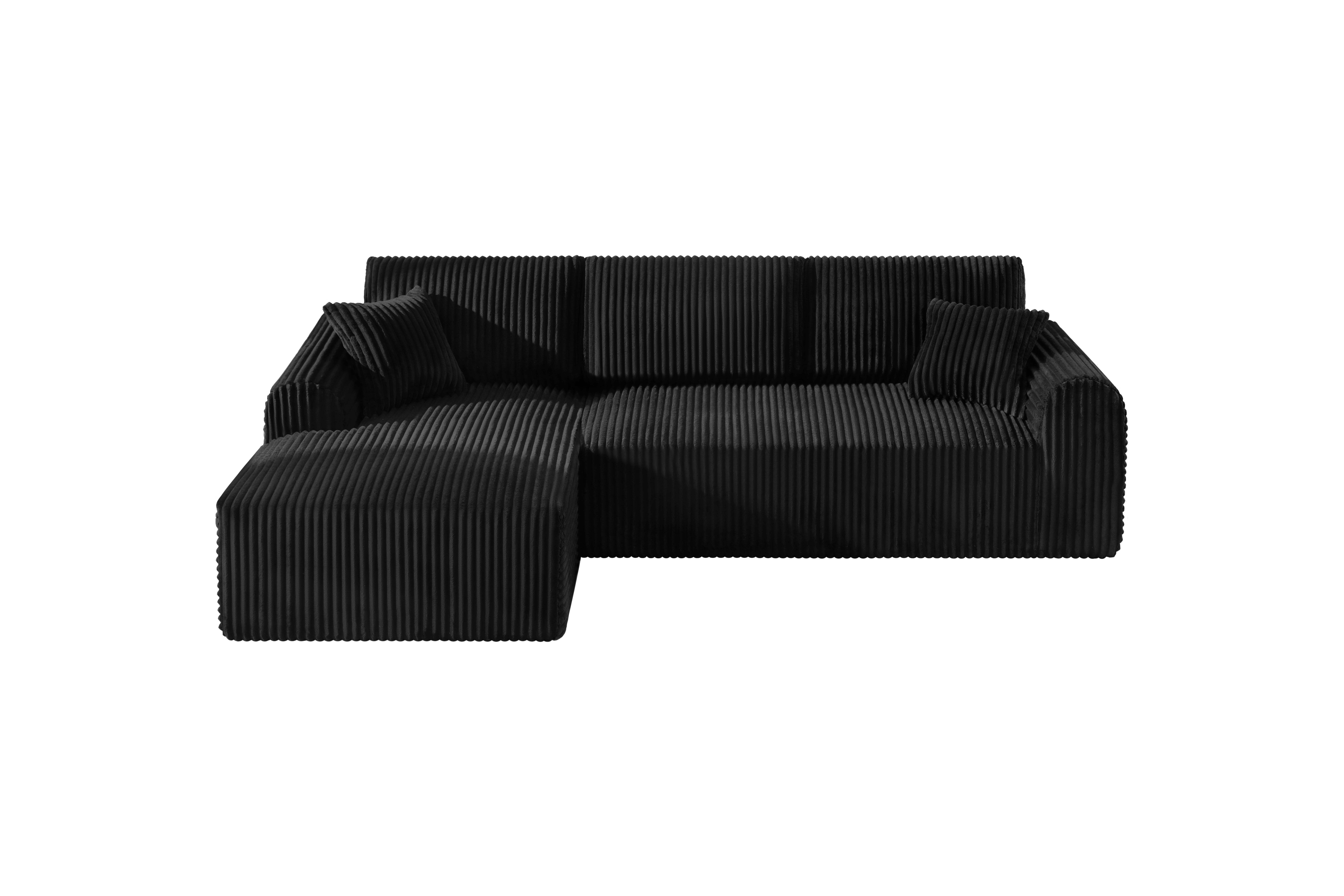 Shikeyi 109" Cloud Modular Sectional Sofa Couch with L-Shape Chaise,Modern Minimalist Upholstered Boneless Couches for Living Room Bedroom, Black