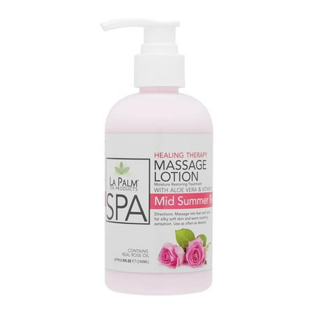 La Palm ORGANIC Healing Therapy Massage Lotion w/ Aloe Vera + Vitamin E - MID SUMMER ROSE (Best Foot Massage Lotion)
