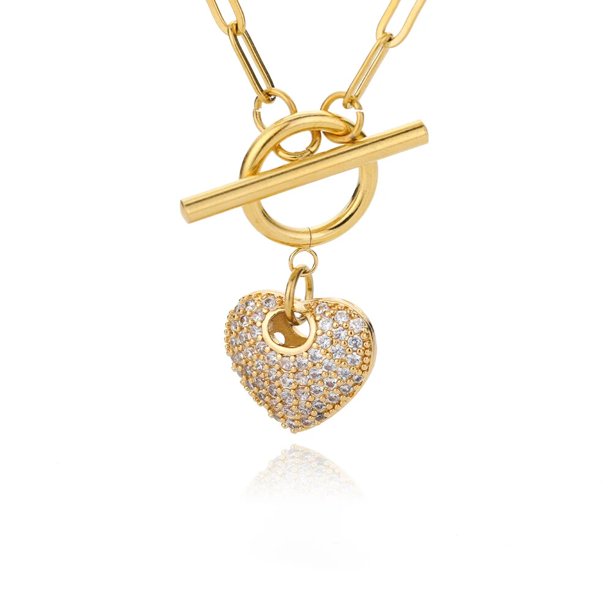 Collar de corazón de cristal rosa para mujer, collares de corazón de amor de acero inoxidable, cadena de boda estética, collar de regalo de joyería