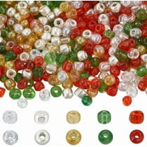 1 Box About 200g 6/0 4mm Christmas Seed Beads Pony Glass Beads Transparent Red Green Color Round Loose Spacer Bead Bulk
