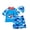Light Blue Shark, variant on Boys Two Piece Rash Guard Swimsuits Kids Short Sleeve Sunsuit Shark Prints Swimwear Sets Toddler Bathing Suit with Sun Hat