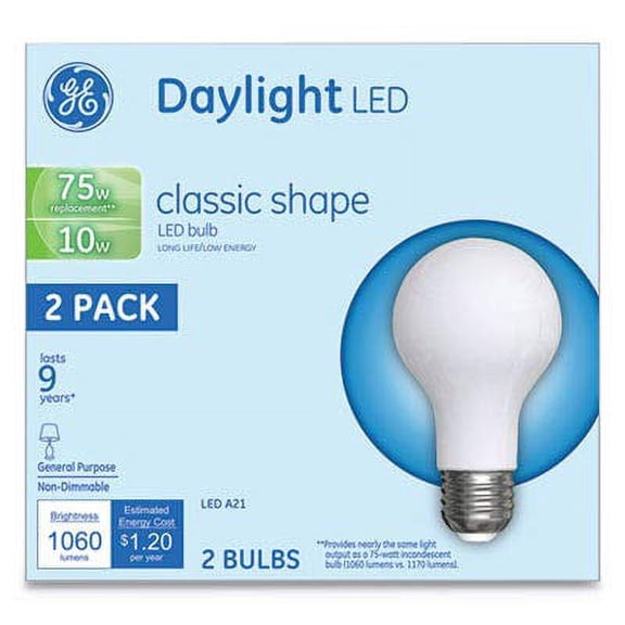 Led Classic Daylight A21 Light Bulb 10 W 2/Pack Qty: 2