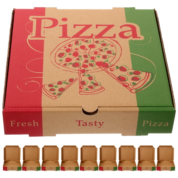 Caja de pizza de papel vacía de 10 piezas, gruesa, de 8 pulgadas, para llevar