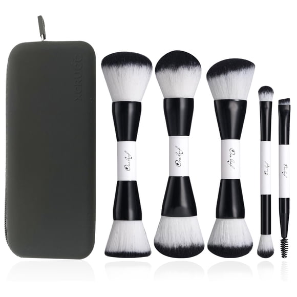 Juego de brochas de maquillaje Oneleaf: brochas de doble punta para maquilladores profesionales
