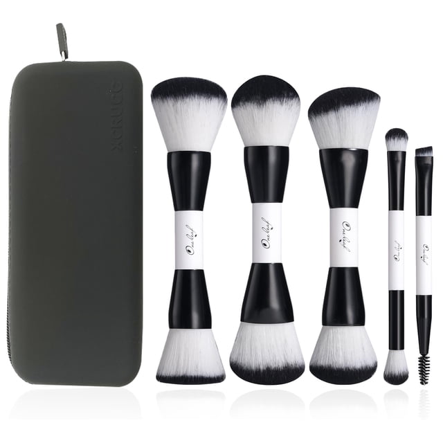 Juego de brochas de maquillaje Oneleaf: brochas de doble punta para maquilladores profesionales