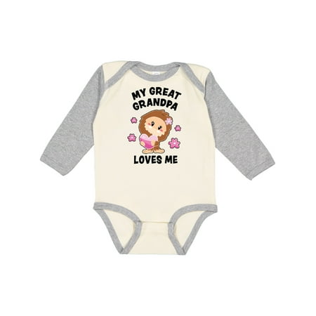 

Inktastic My Great Grandpa Loves Me with Bigfoot Gift Baby Girl Long Sleeve Bodysuit