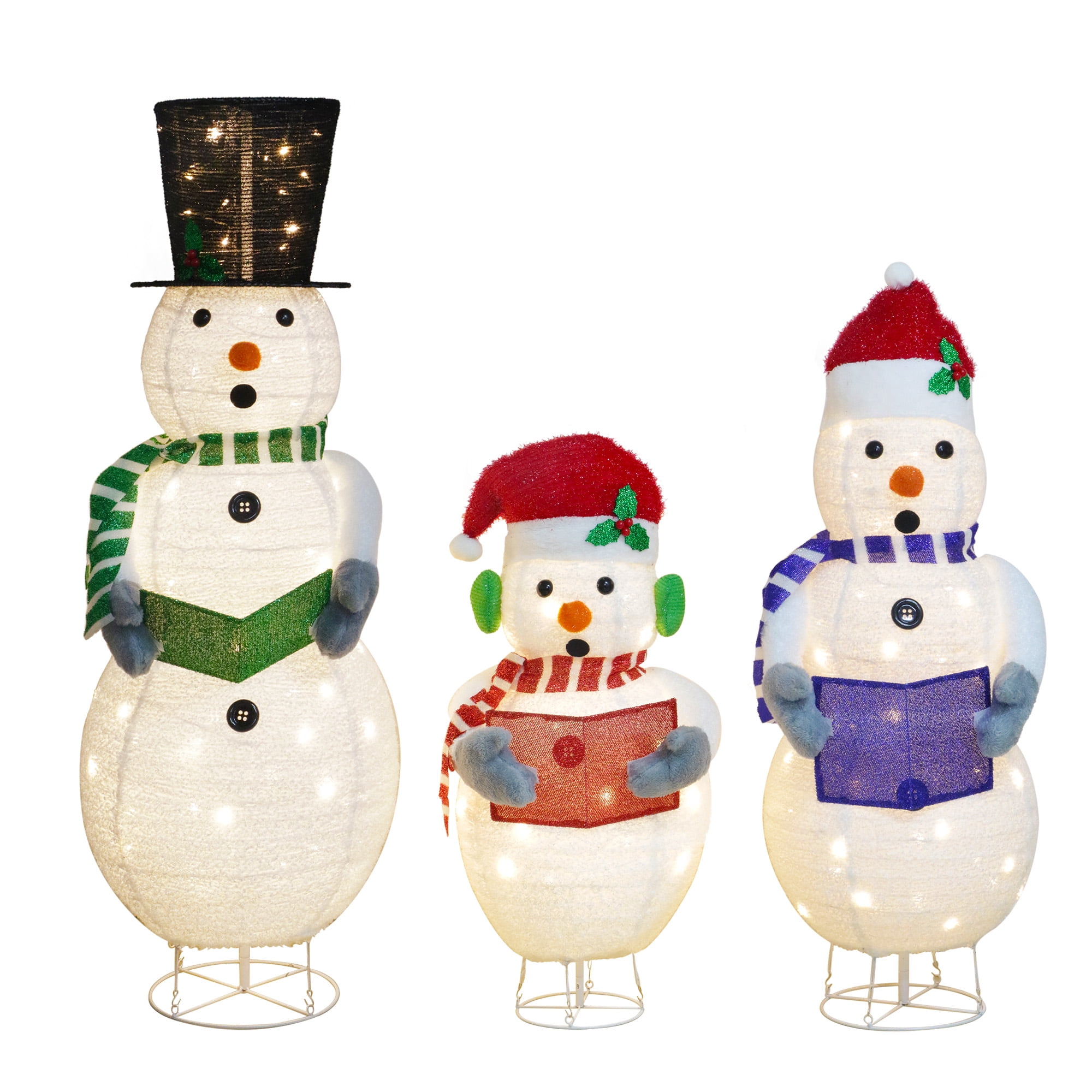 Holiday Time Light-up Snowman Family, 3-Piece, LED Outdoor Décor