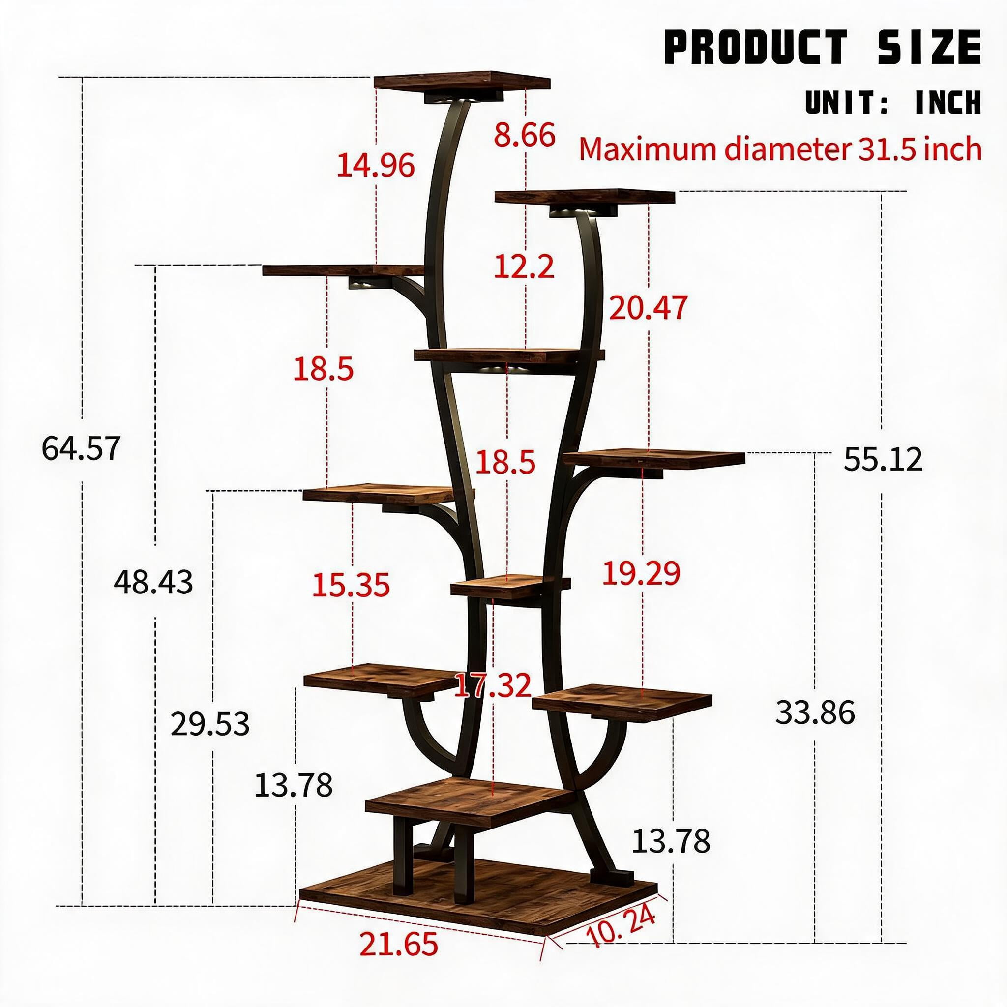 Metal Indoor Plant Stand with Full Spectrum LED Grow Light, Multi-Tier Plant Flower Display Rack, Plant Shelf for Living Room Bedroom Patio Home Decor