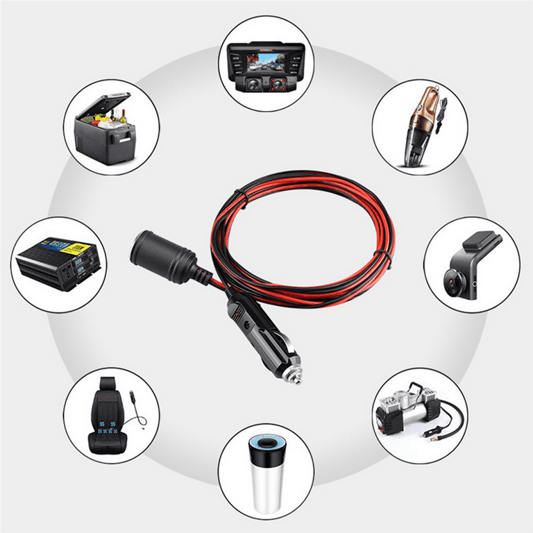 12V 24V 15A Car Cigarette Lighter Extension Cord 3.7M 18AWG Car Splitter  Charger Cable Socket Plug Auto Accessories