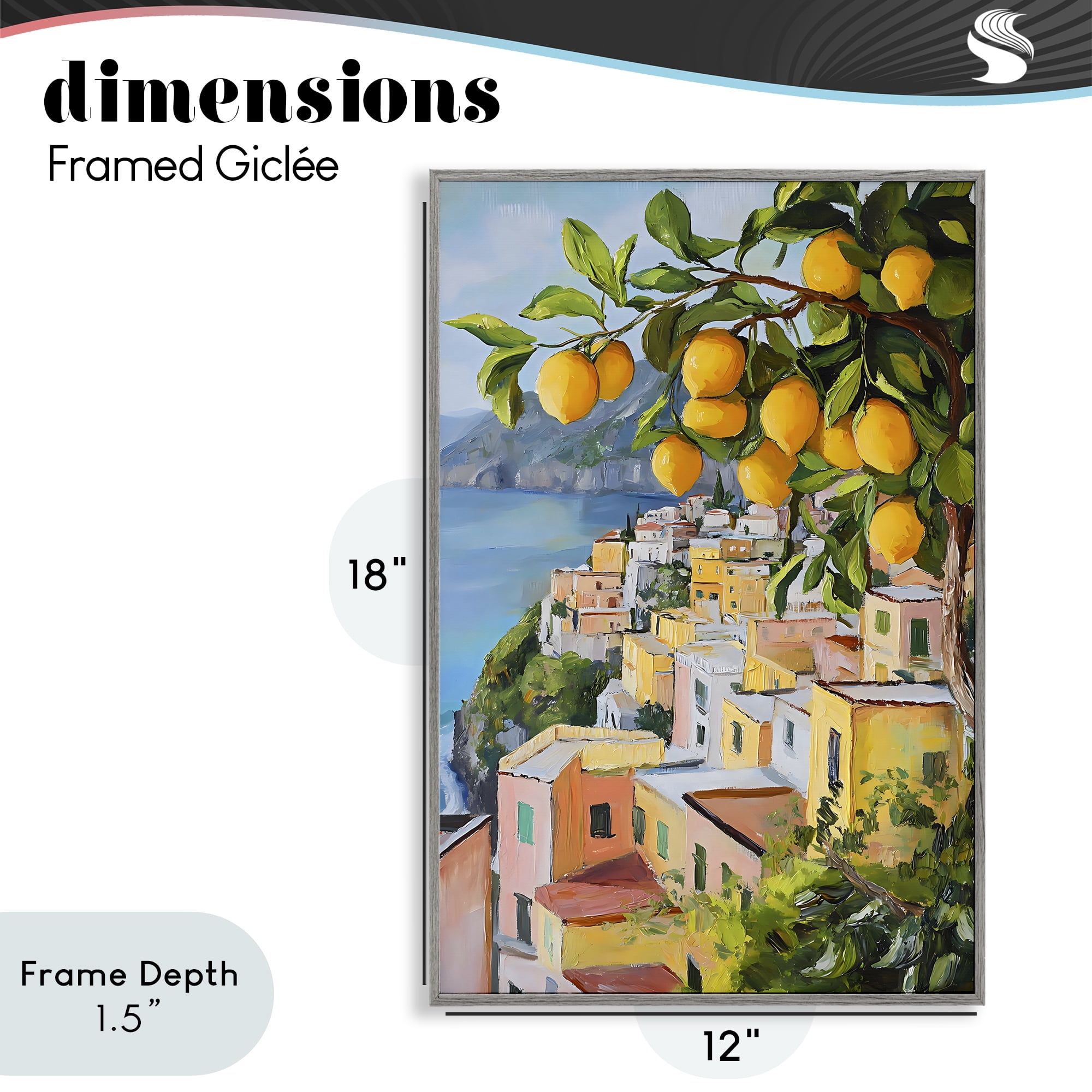 Stupell Industries Mediterranean Lemon Tree Scenery Gray Framed Giclee Art, design by Creative Studio