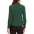thumbnail image 3 of INSPIRE CHIC Women's Ruffled Stand Collar Long Sleeve Button Office Satin Shirt XL Dark Green, 3 of 6