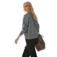 thumbnail image 3 of PAOLA RIBONI Women's V-Neck Drop Shoulder Polo Pullover in Cozy Gray Knit Fabric for a Stylish Relaxed Fit Excellent for Everyday Casual Wear, 3 of 15