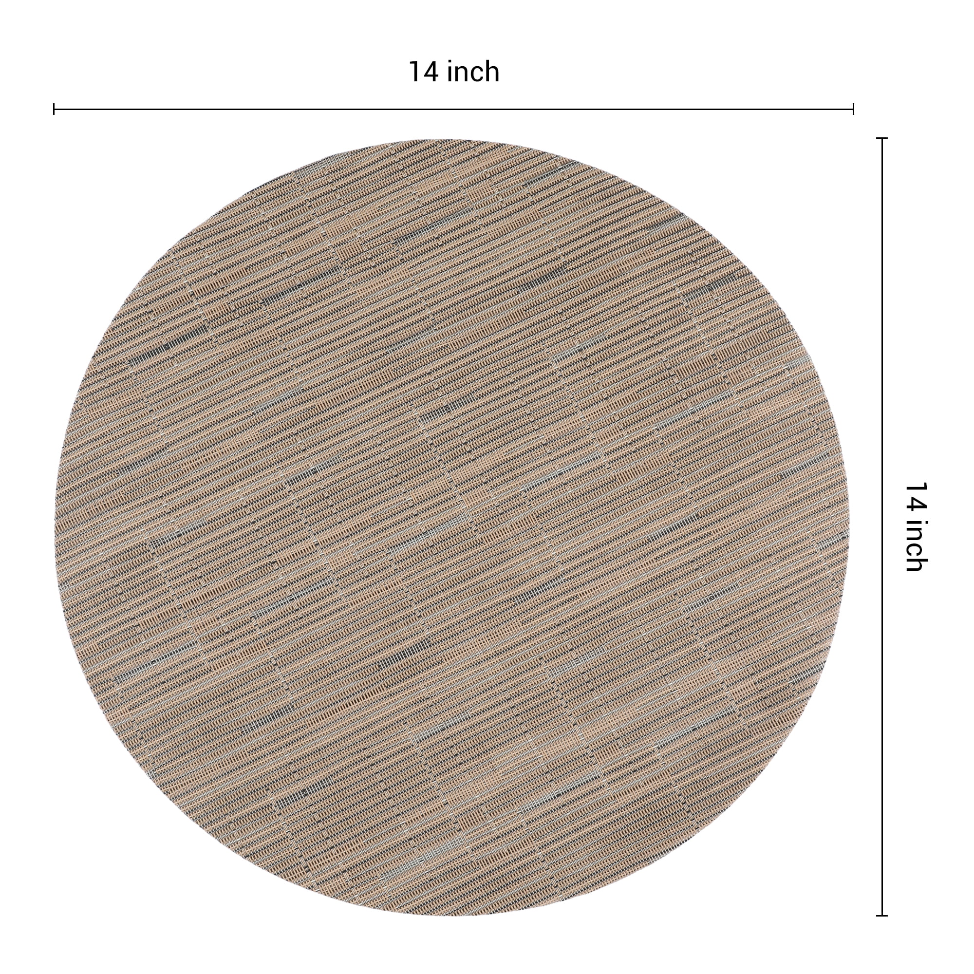 Unique Bargains Set of 6 Round Placemats for Kitchen Dining Table Decor Light Brown